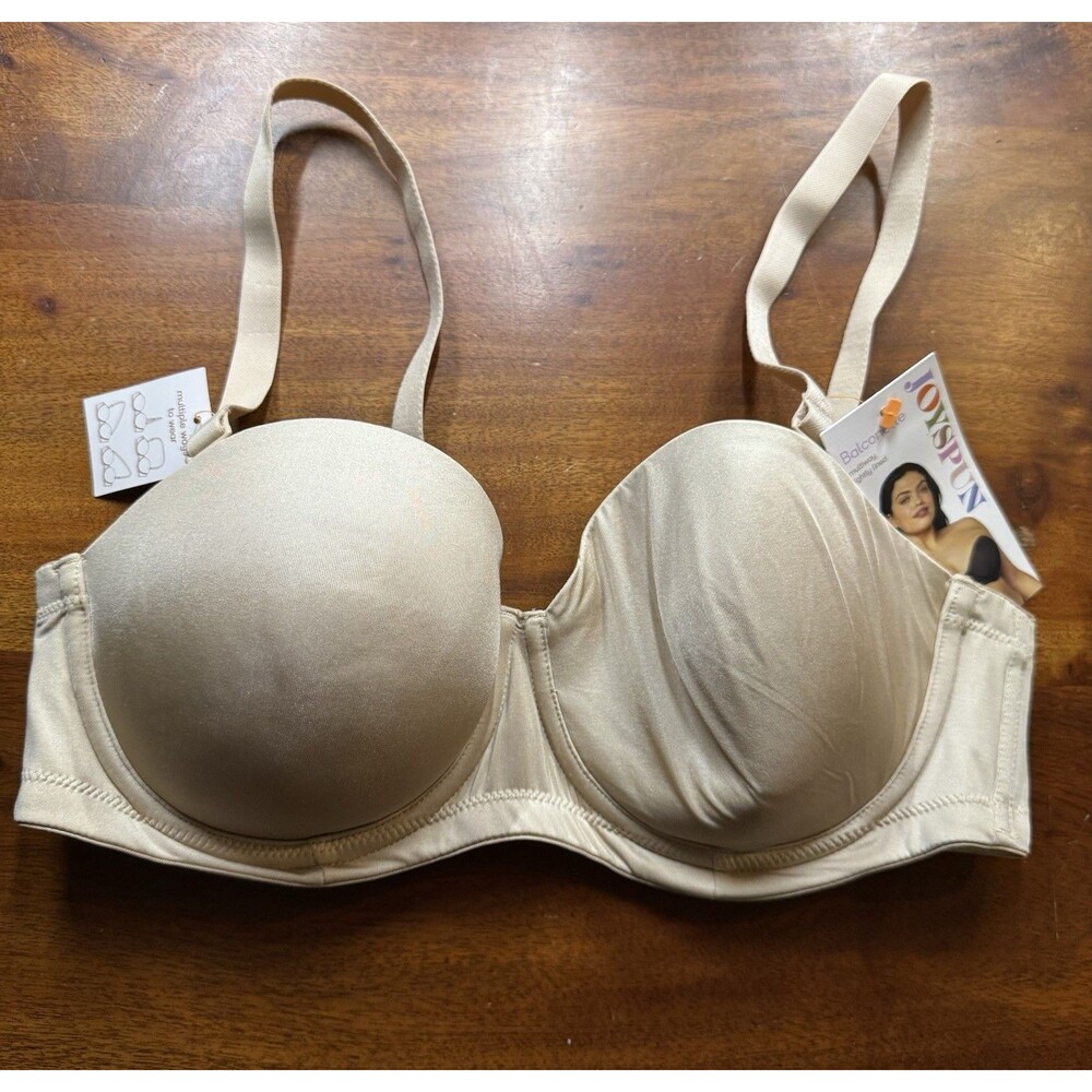 Joyspun Balconette Multiway Bra 38C Adobe Tan Lightly Lined Strapless - NWT